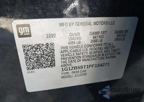2023 Chevrolet Malibu Fwd Ls from USA, damaged, VIN 1G1ZB5ST1PF154271